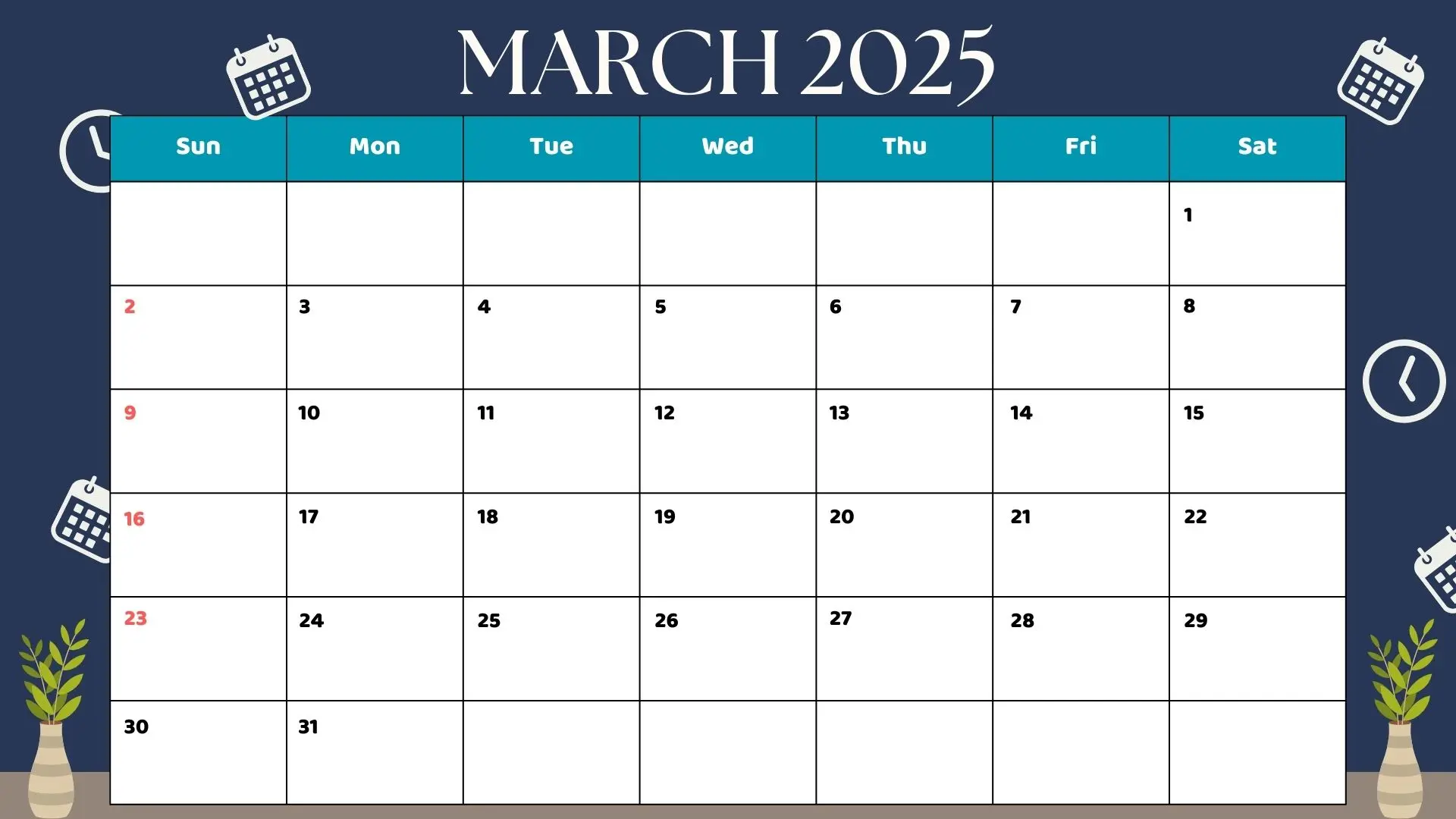 March 2025 Calendar pdf